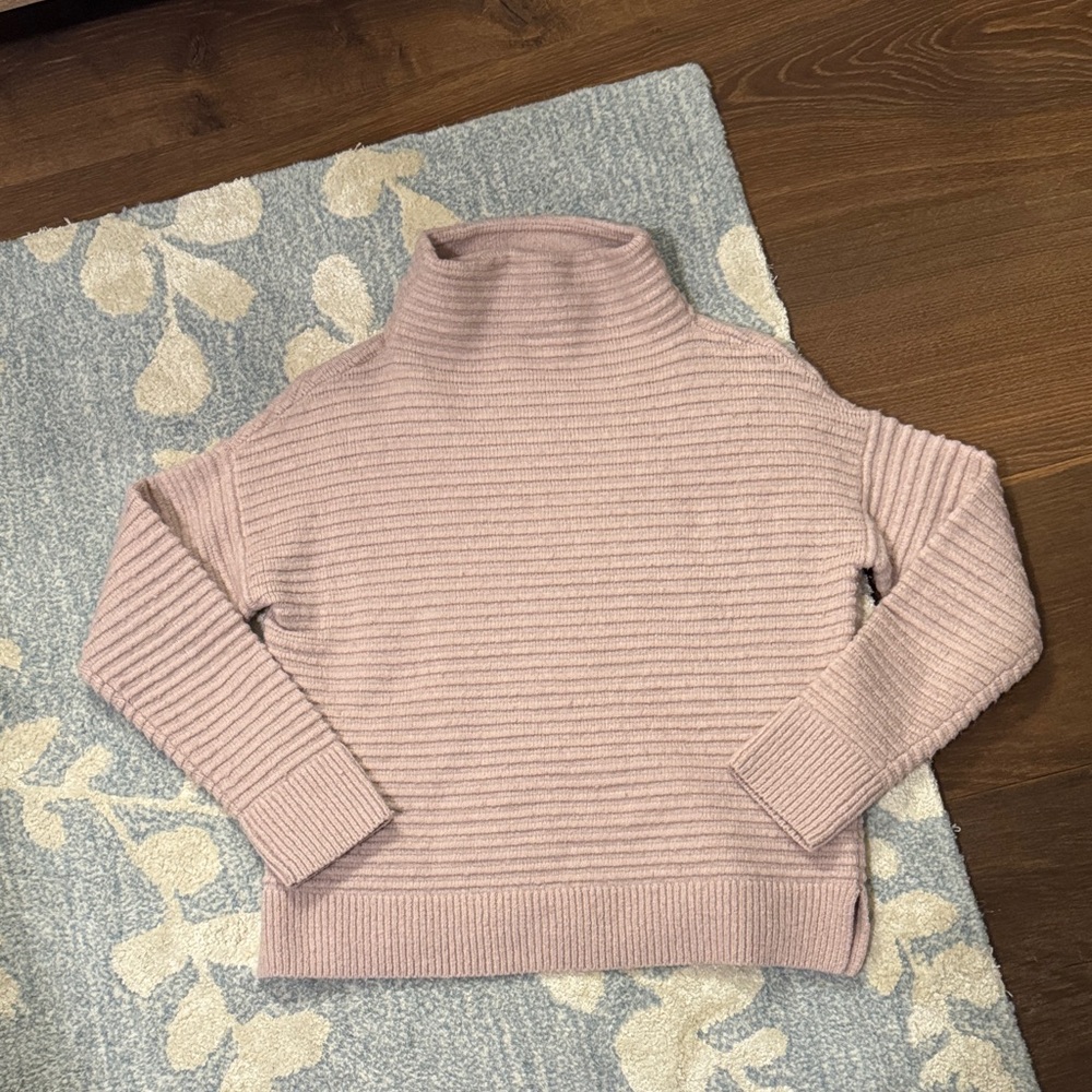 Madewell Dusty Pink Ribbed Turtleneck Sweater